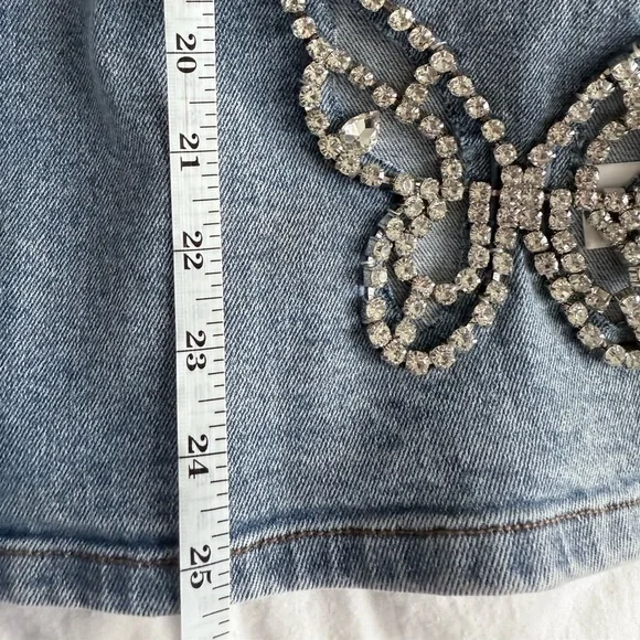 AKIRA Butterfly Kiss Embellished Denim Strapless Mini Tube Dress XL - Picture 10 of 10